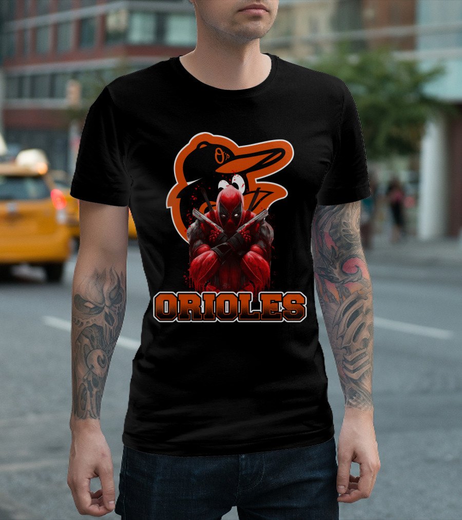Baltimore Orioles Deadpool Mashup Orioles Logo & Character Crossover T-Shirt