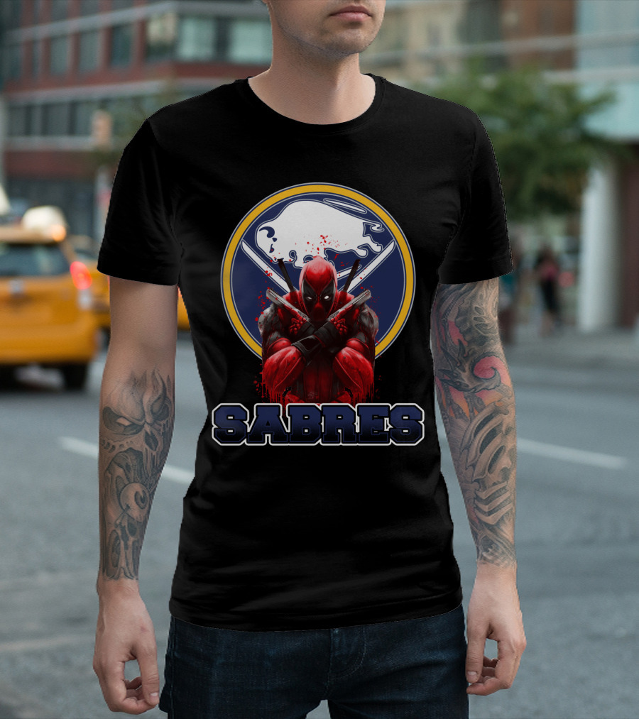Buffalo Sabres Deadpool Crossed Katanas Fans T-Shirt