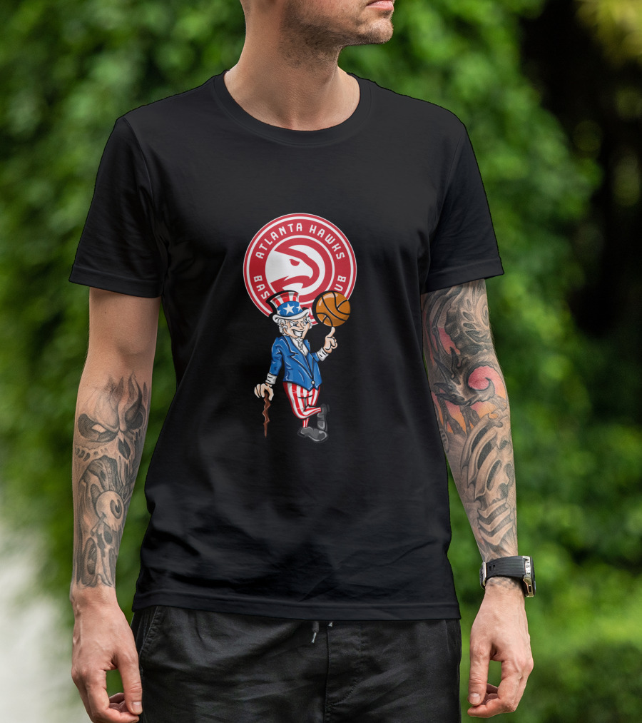 Atlanta Hawks Uncle Sam Basketball 4Th Of July Celebration T-Shirt