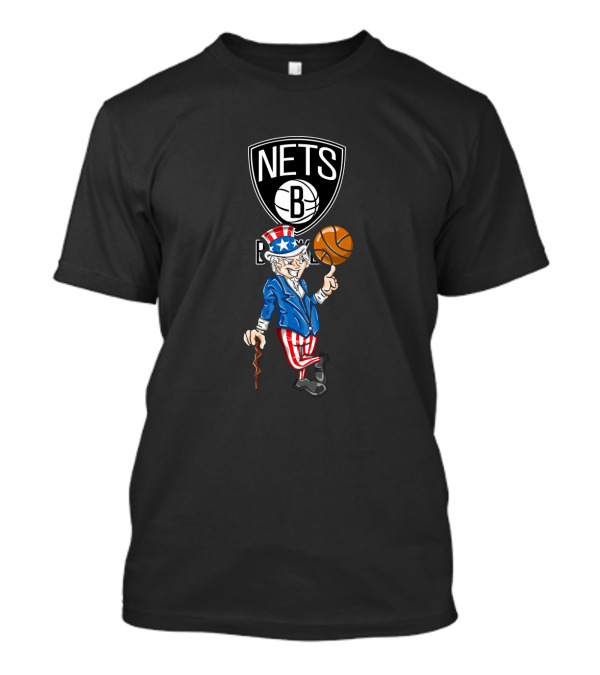 Brooklyn Nets Uncle Sam Spinning Basketball 4Th Of July Theme T-Shirt
