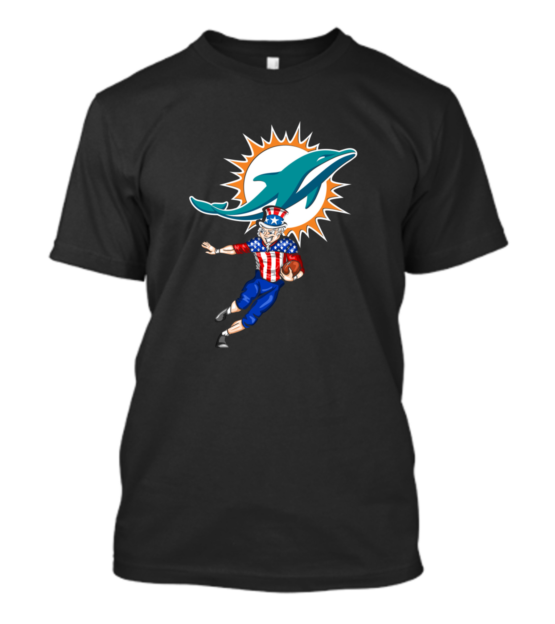 4Th July Uncle Sam Miami Dolphins Patriotic Football T-Shirt