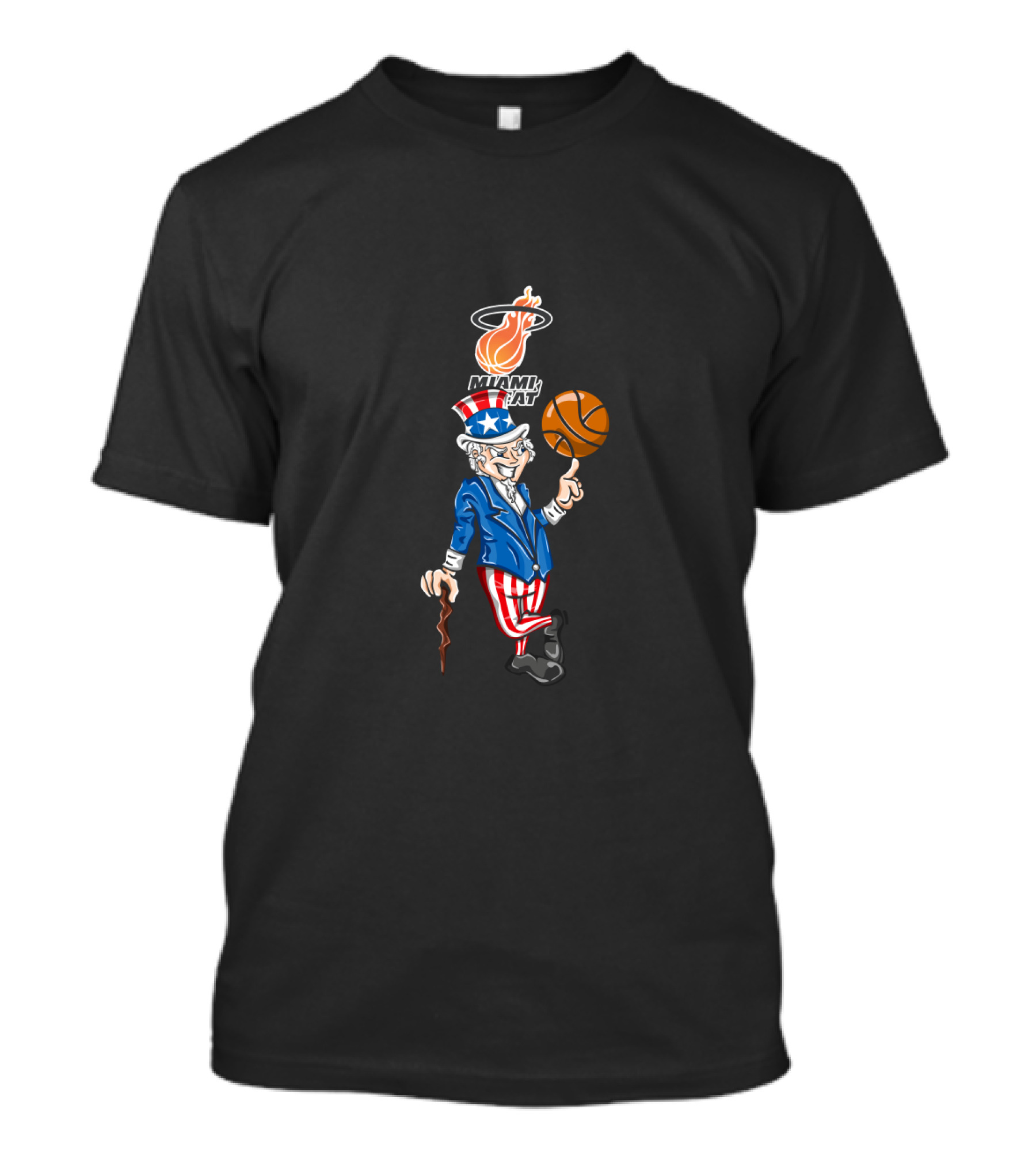 Uncle Sam Miami Heat Basketball Patriotic July 4Th Celebration T-Shirt