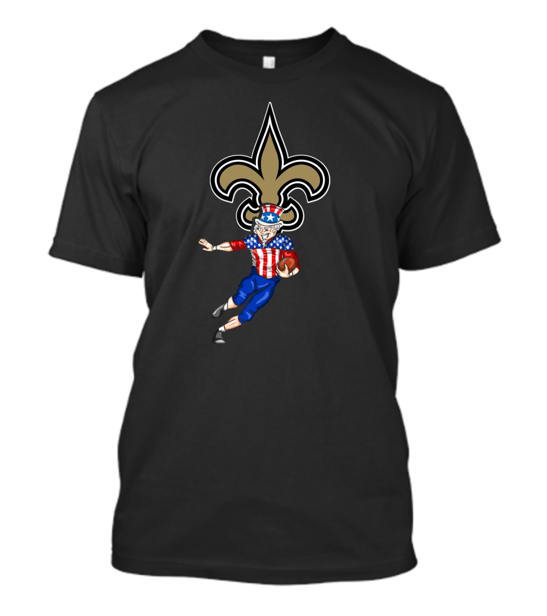 4Th July New Orleans Saints Uncle Sam American Football Fleur-De-Lis Football Player T-Shirt