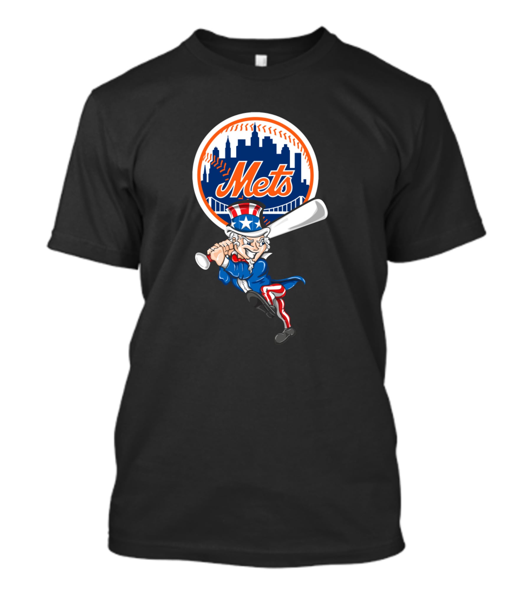 New York Mets Uncle Sam 4Th July Patriotic Baseball Swing T-Shirt