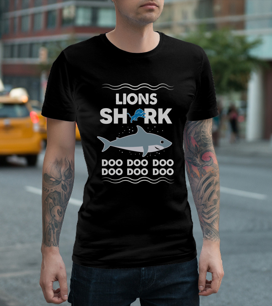 Lions Shark Doo Doo Doo Doo With Detroit Blue Lion T-Shirt