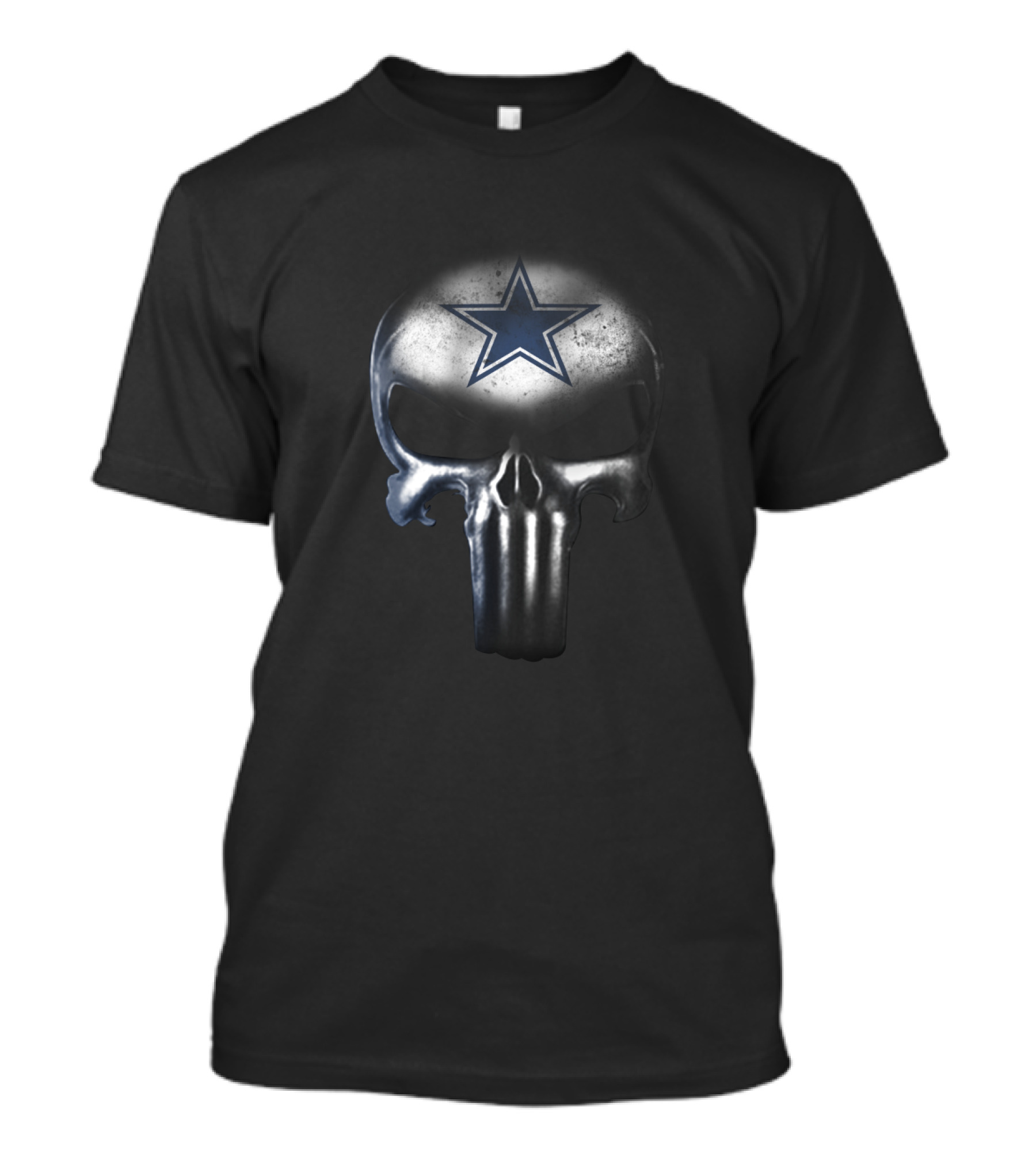 Dallas Cowboys Fans Punisher Skull Design Featuring Iconic Star T-Shirt