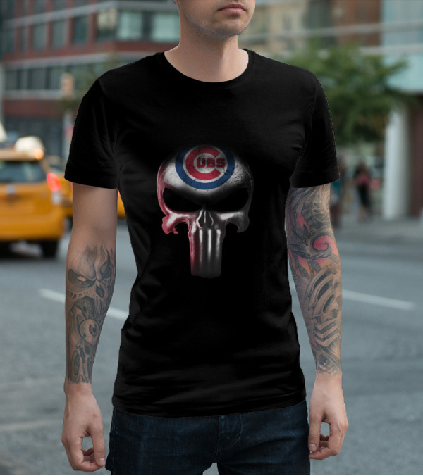 Chicago Cubs Punisher Skull Crossover For Enthusiasts T-Shirt