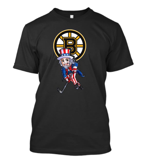 Uncle Sam Boston Bruins Hockey Patriotic 4Th Of July Fans T-Shirt