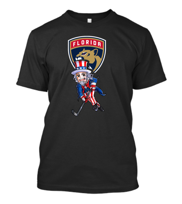 Uncle Sam Hockey With Florida Panthers Logo 4Th Of July T-Shirt