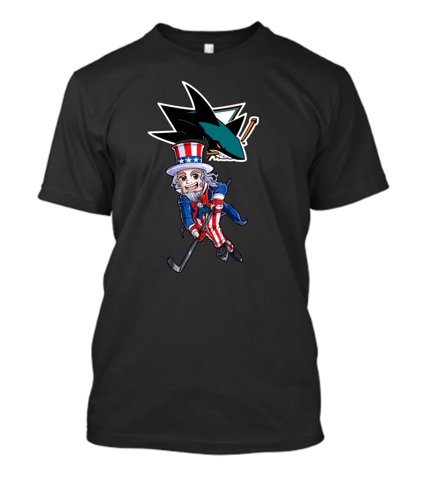 Hockey Uncle Sam With San Jose Sharks Logo 4th Of July T-Shirt
