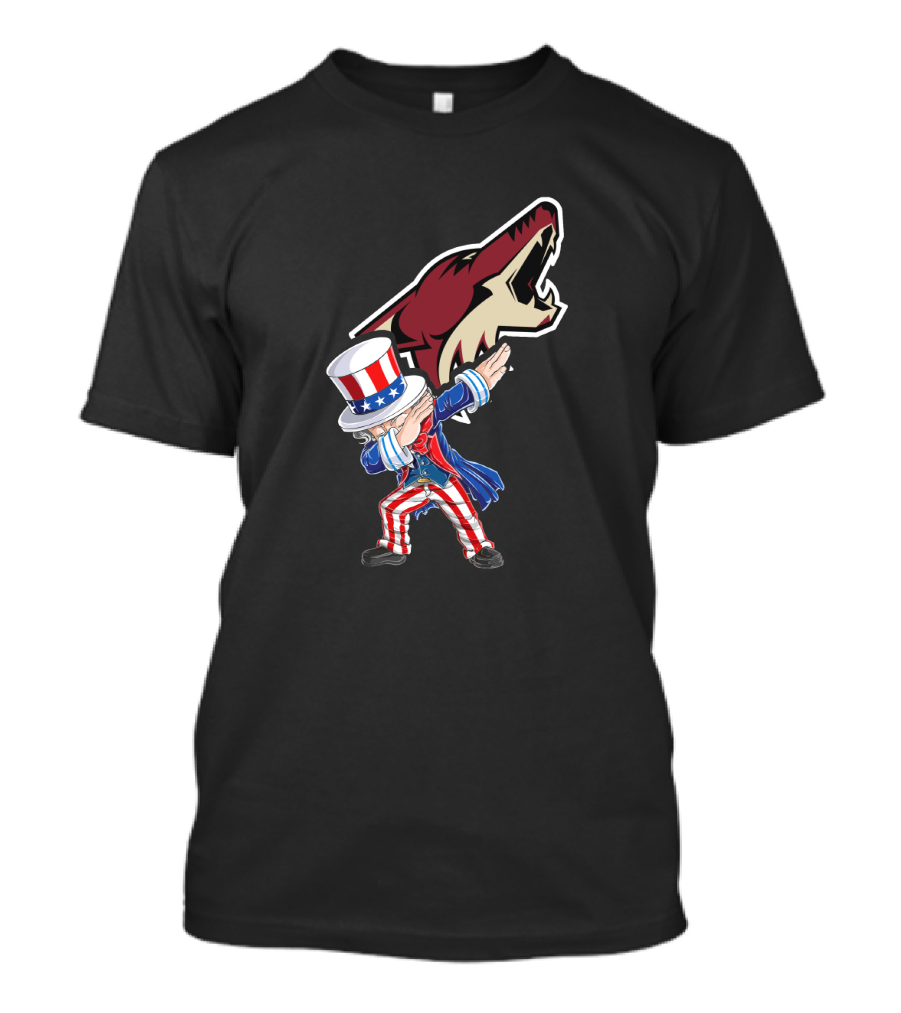 Uncle Sam Dabbing With Arizona Coyotes Logo 4th Of July T-Shirt