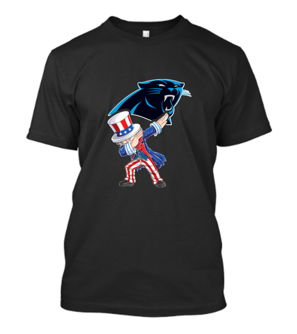 Uncle Sam Dabbing 4Th July Carolina Panthers Logo Fourth Of July Celebration T-Shirt