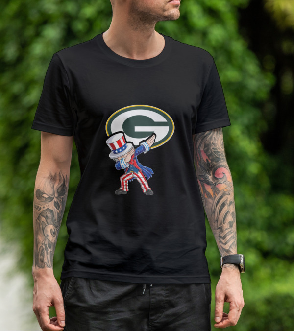 Uncle Sam Dabbing Green Bay Packers Nfl 4Th Of July T-Shirt