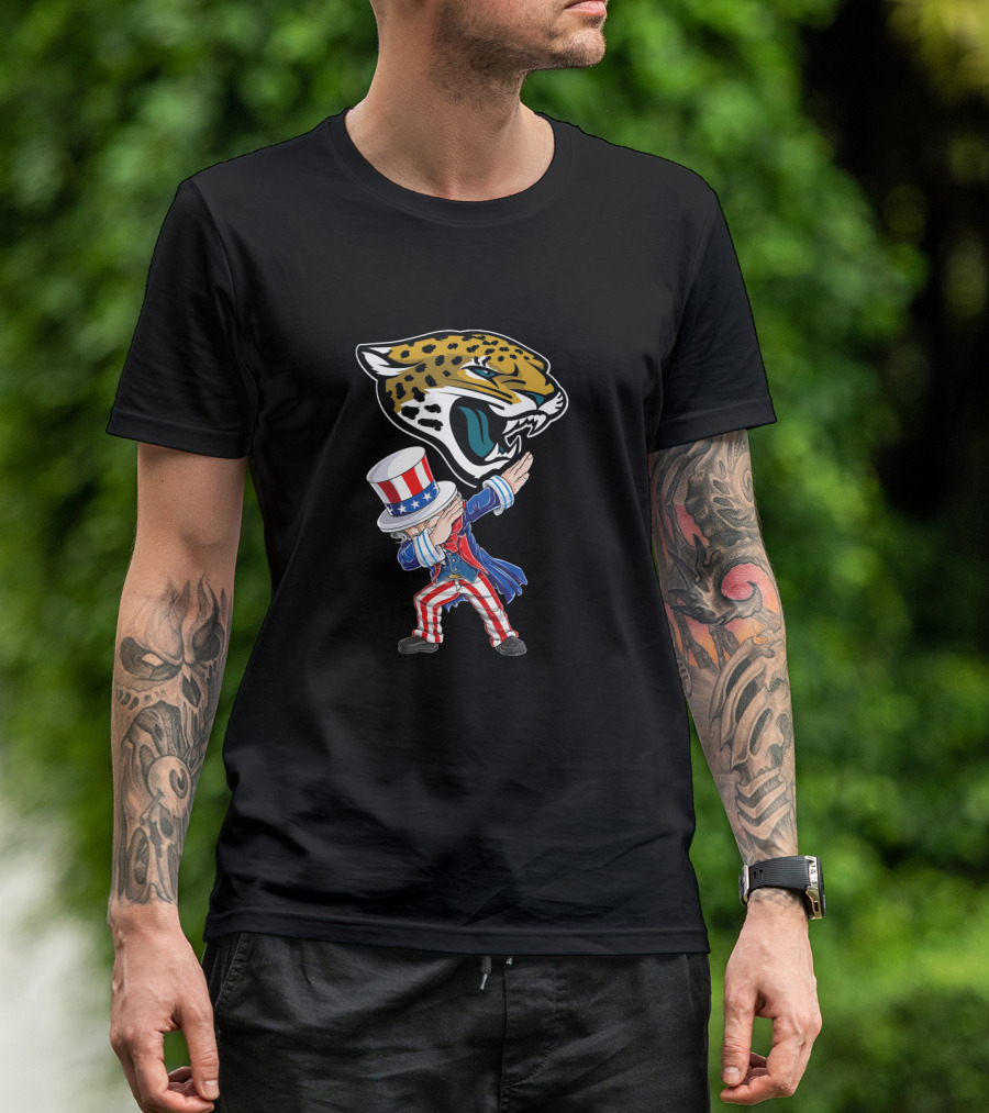 Uncle Sam Dabbing With Jacksonville Jaguars For 4Th Of July T-Shirt