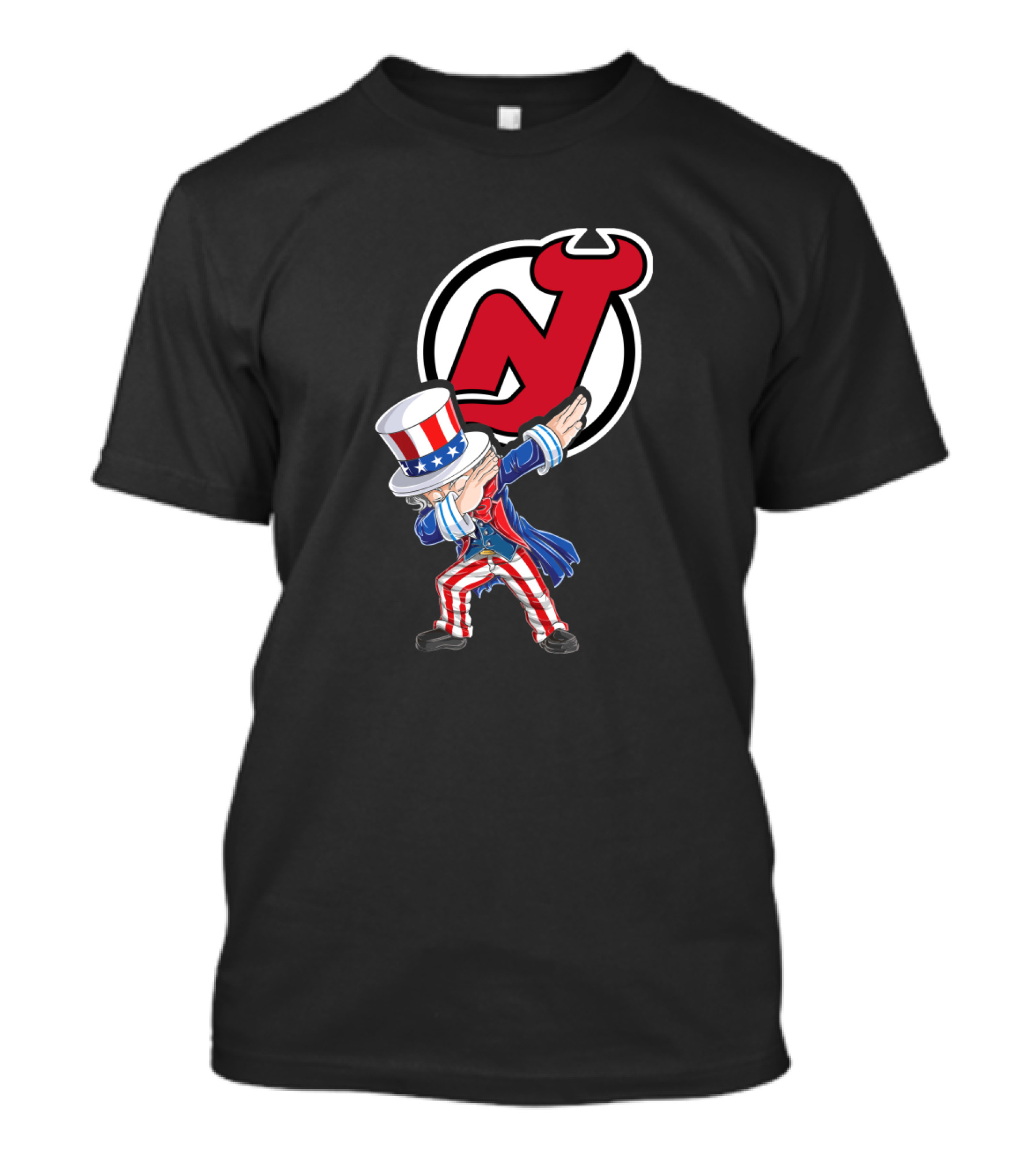 Uncle Sam Dabbing New Jersey Devils Logo Patriotic 4Th Of July T-Shirt