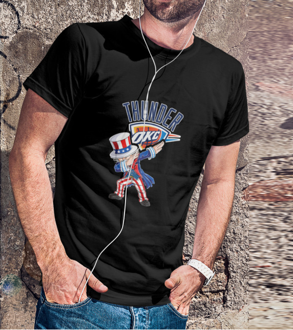 Thunder Okc Uncle Sam Dabbing 4Th Of July T-Shirt