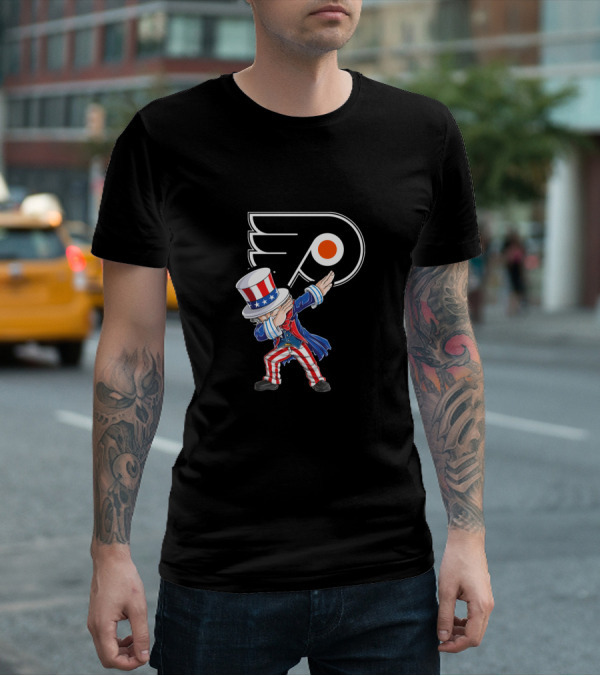 Uncle Sam Dabbing Philadelphia Flyers 4Th Of July Celebration T-Shirt