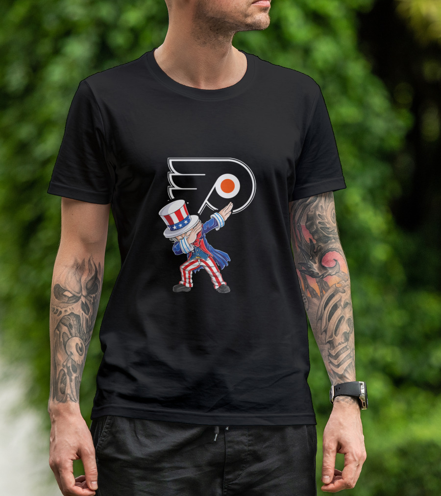 Uncle Sam Dabbing Philadelphia Flyers 4Th Of July Celebration T-Shirt