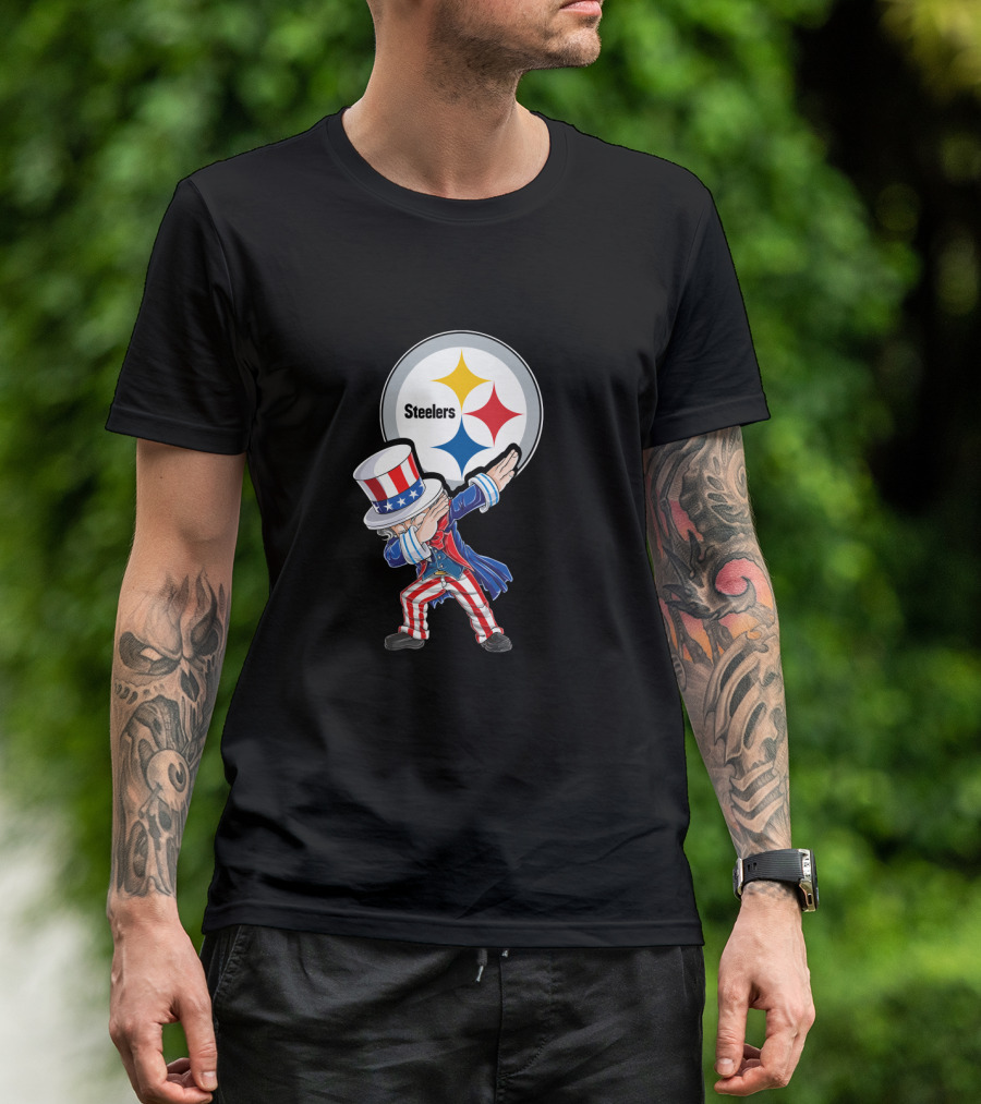Uncle Sam Dabbing Steelers July 4Th Fan Gear T-Shirt