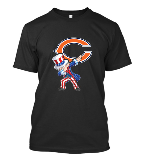 Uncle Sam Dabbing Chicago Bears Fans 4Th July Celebration Iconic Patriotic Sports T-Shirt