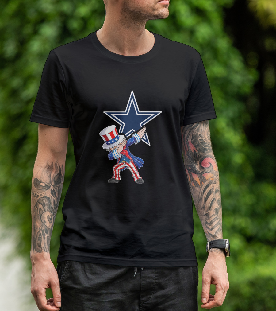 Uncle Sam Dabbing Dallas Cowboys Fans 4Th July Star Celebration T-Shirt