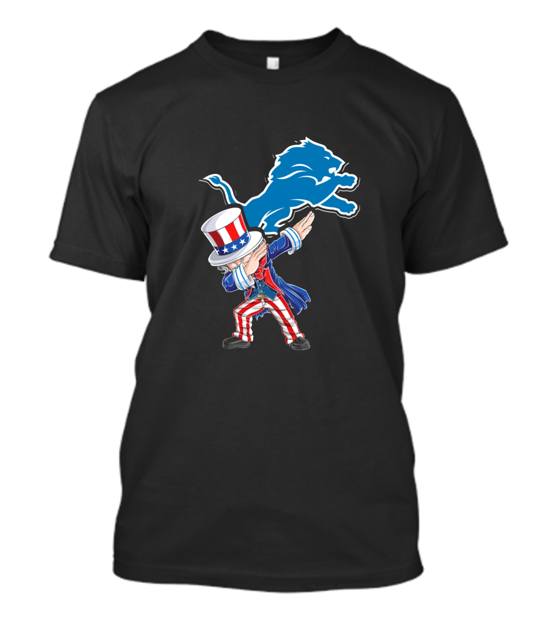 Uncle Sam Dabbing With Detroit Lions Logo For 4th Of July Fans T-Shirt