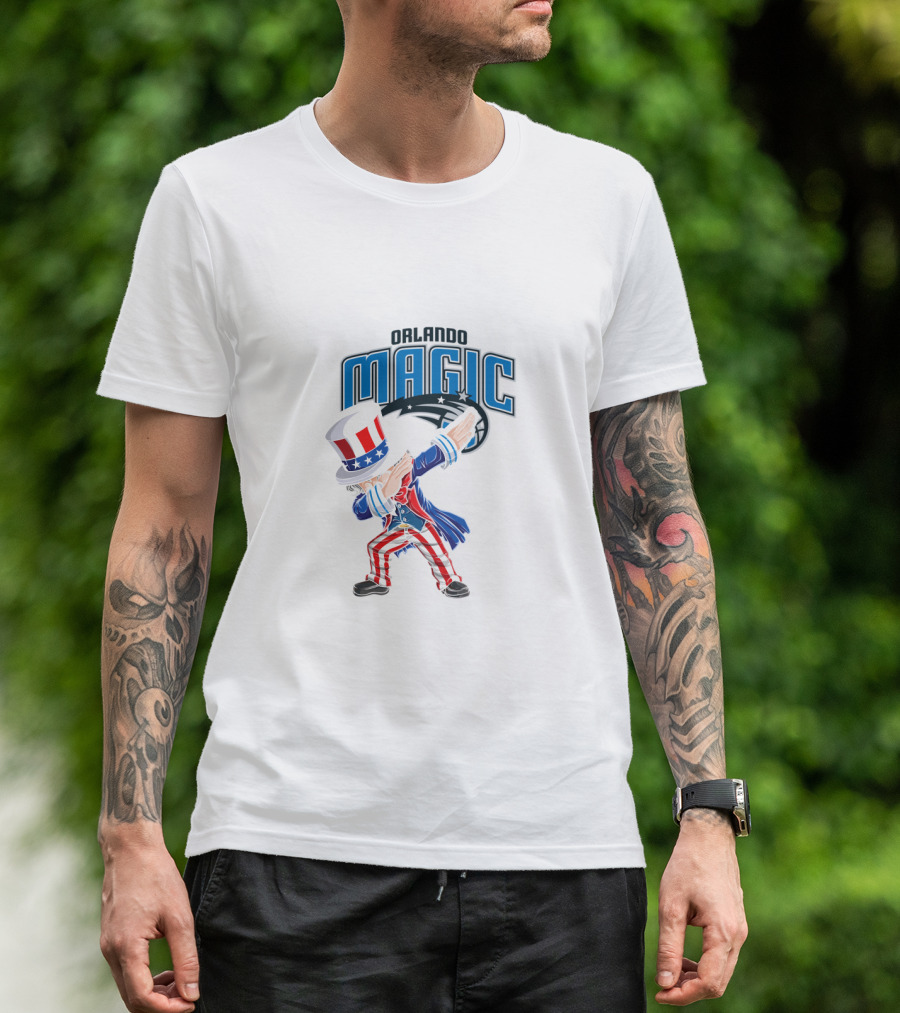 Orlando Magic Uncle Sam Dabbing 4th July Celebration Fans T-Shirt