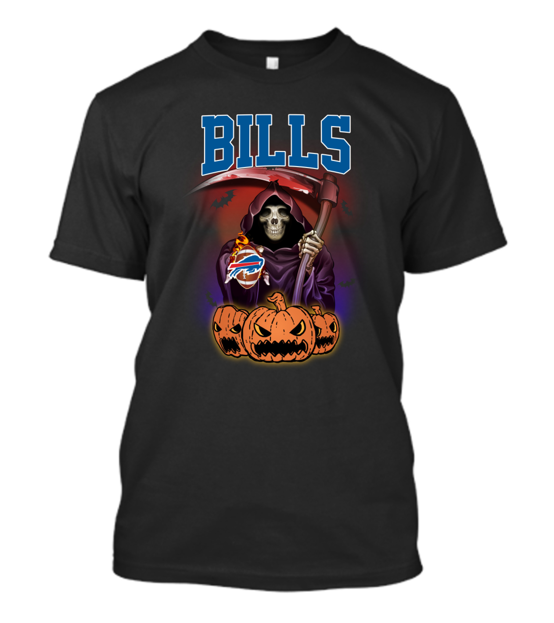 Buffalo Bills Reaper Halloween Scythe Skull Pumpkins T-Shirt