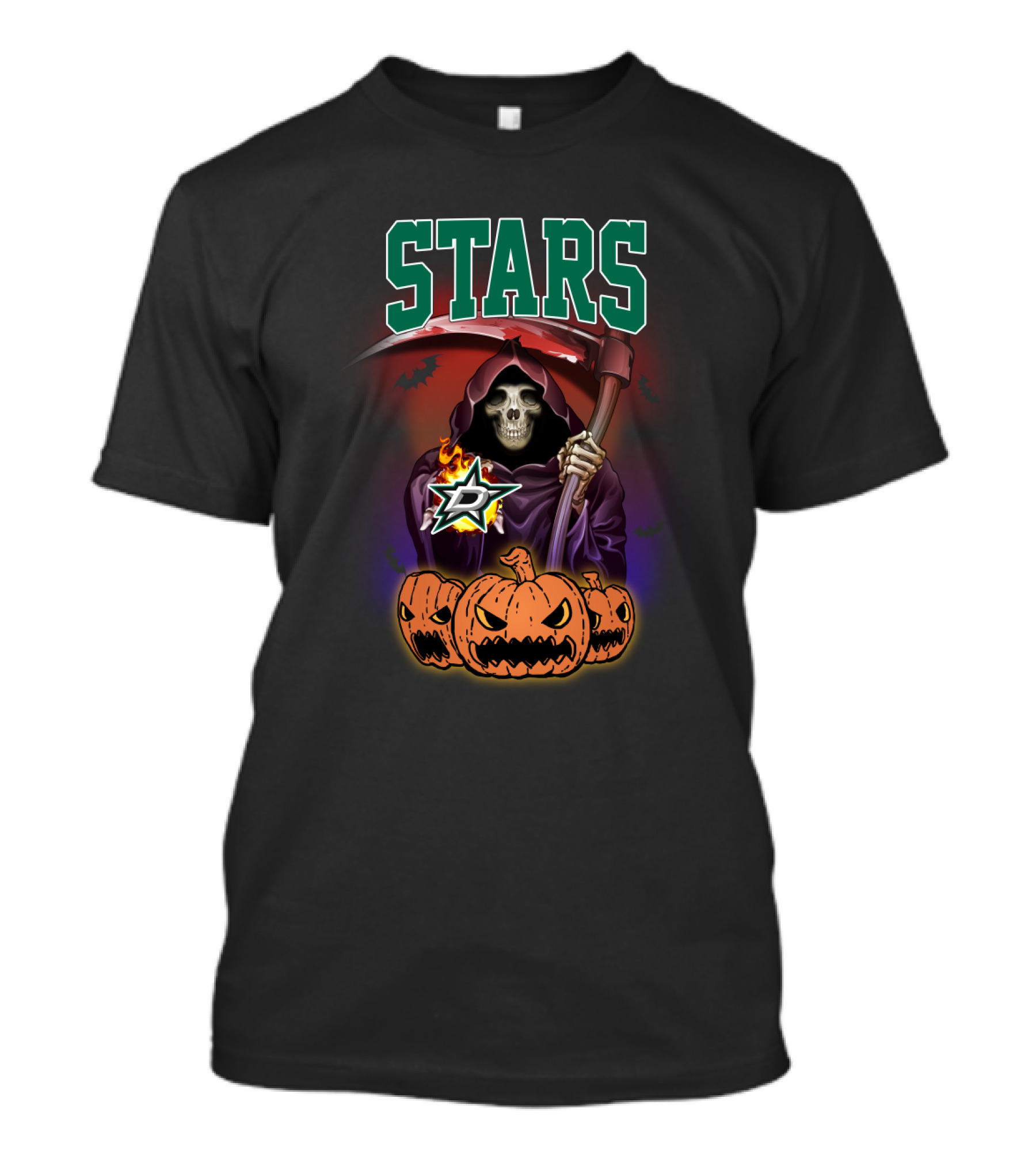 Dallas Stars Reaper Grim With Scythe And Pumpkins T-Shirt