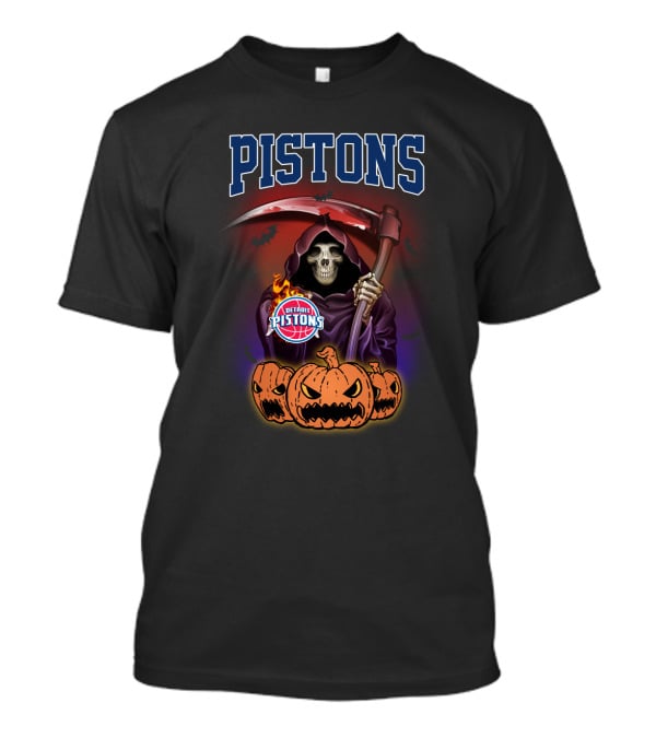 Detroit Pistons Reaper Scythe Halloween Pumpkins T-Shirt