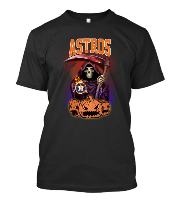 Houston Astros Halloween Reaper With Scythe And Pumpkins T-Shirt