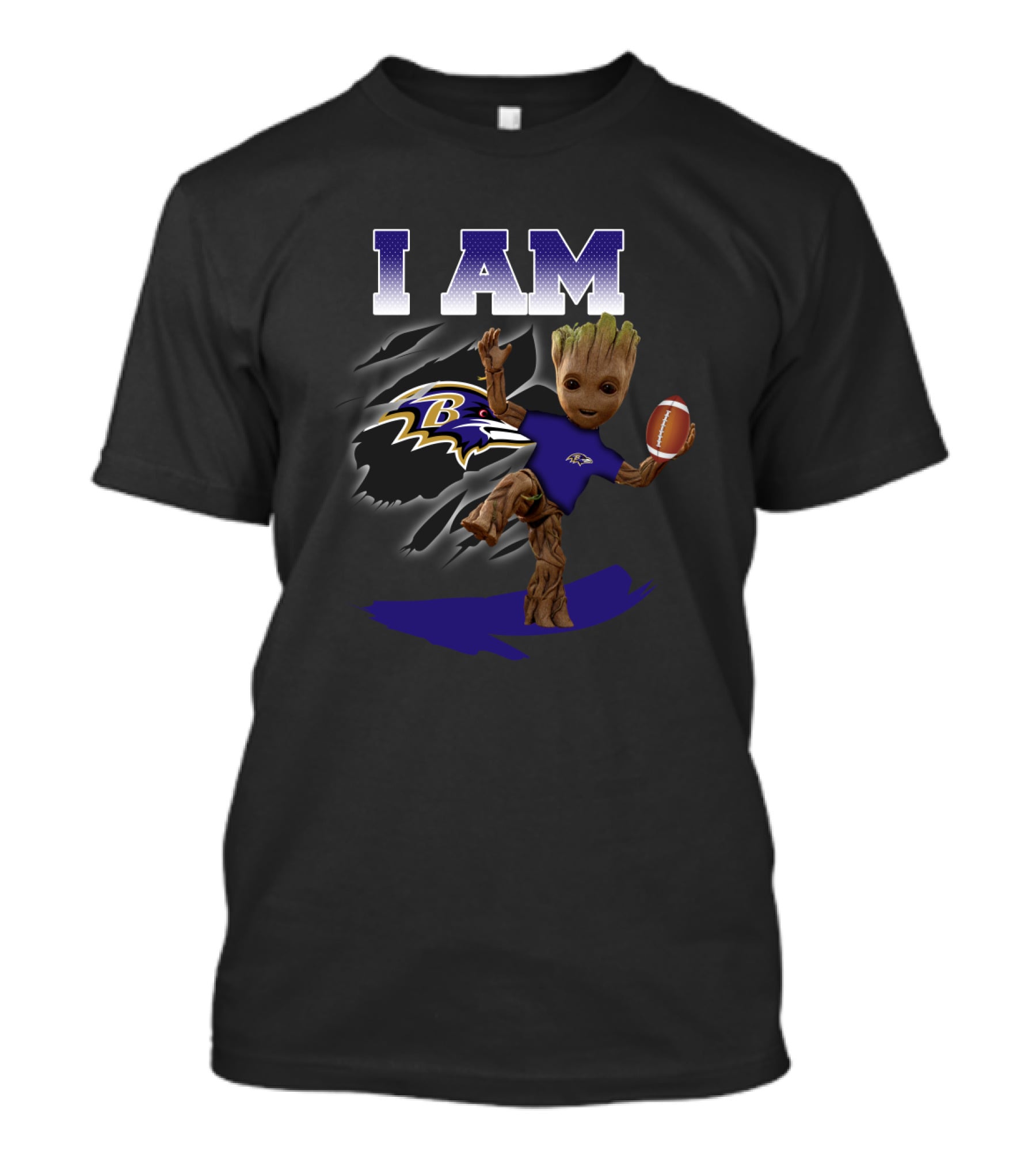 I Am Baltimore Ravens Groot Holding Football Ravens Fans T-Shirt
