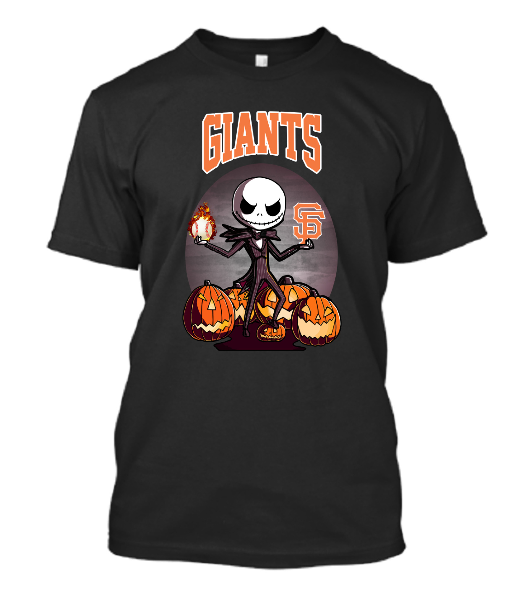 Jack Skellington Giants Halloween San Francisco Baseball Pumpkins T-Shirt