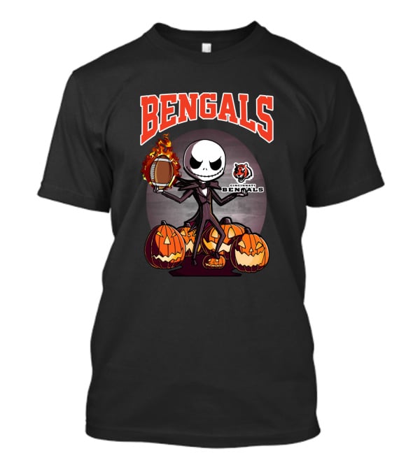 Jack Skellington Bengals Halloween Cincinnati Football Pumpkins T-Shirt