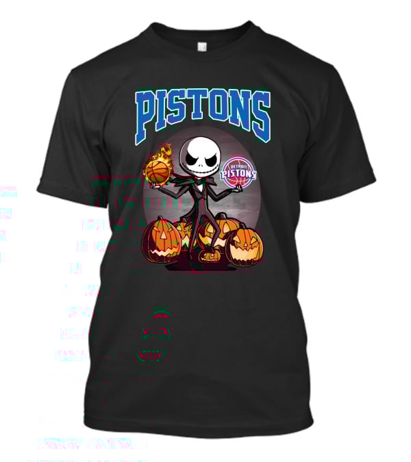 Pistons Jack Skellington Halloween Detroit Pistons Basketball Pumpkins T-Shirt