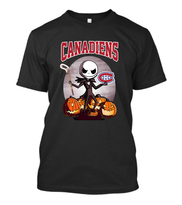 Canadiens Jack Skellington Halloween Hockey Pumpkins T-Shirt