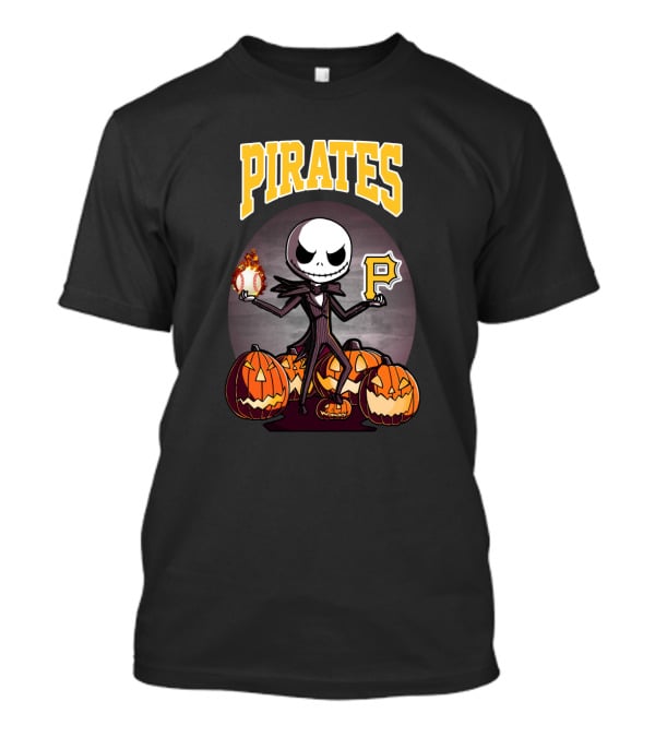 Pirates Jack Skellington Halloween Pittsburgh Baseball Pumpkins T-Shirt