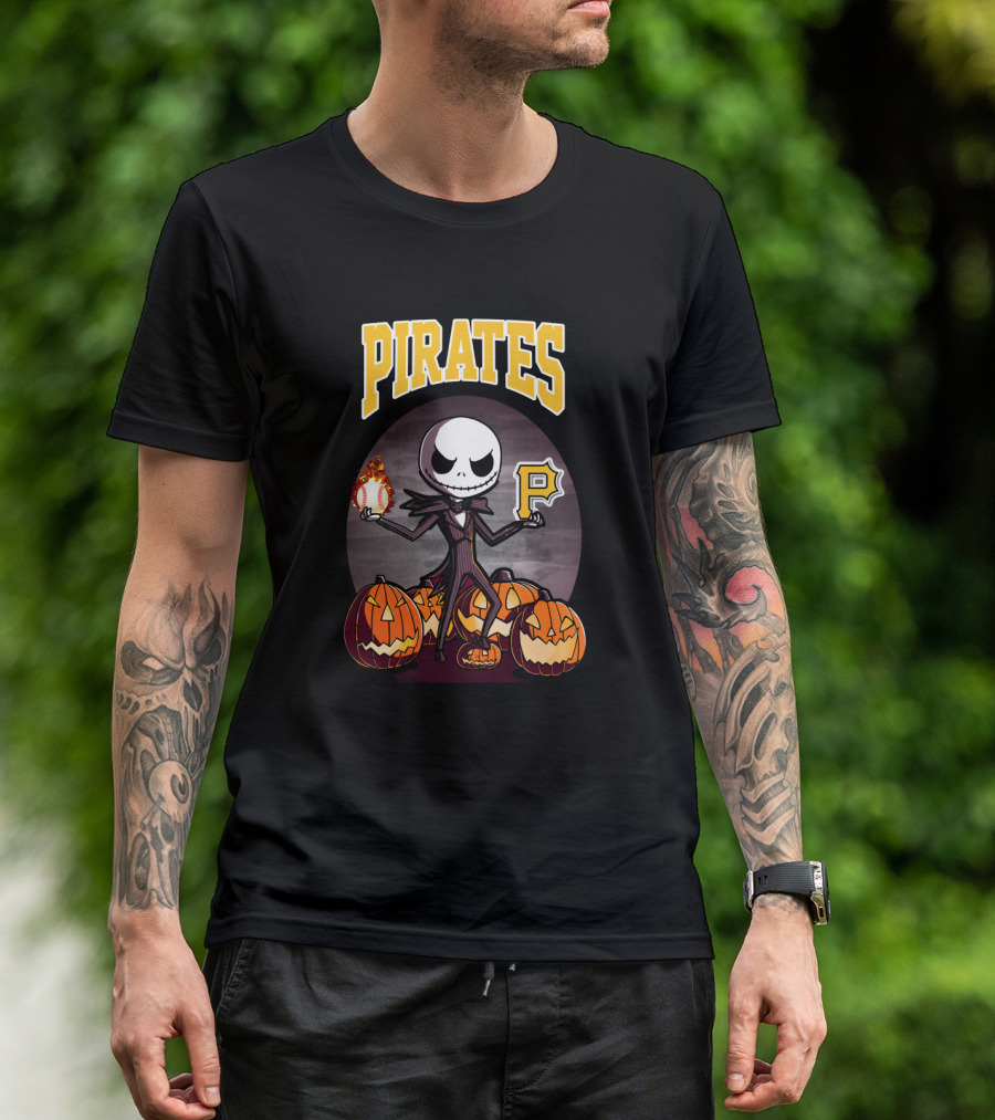 Pirates Jack Skellington Halloween Pittsburgh Baseball Pumpkins T-Shirt