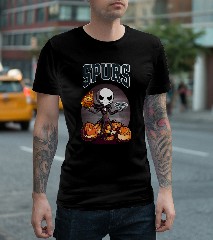 San Antonio Spurs Jack Skellington Halloween Pumpkins Basketball T-Shirt