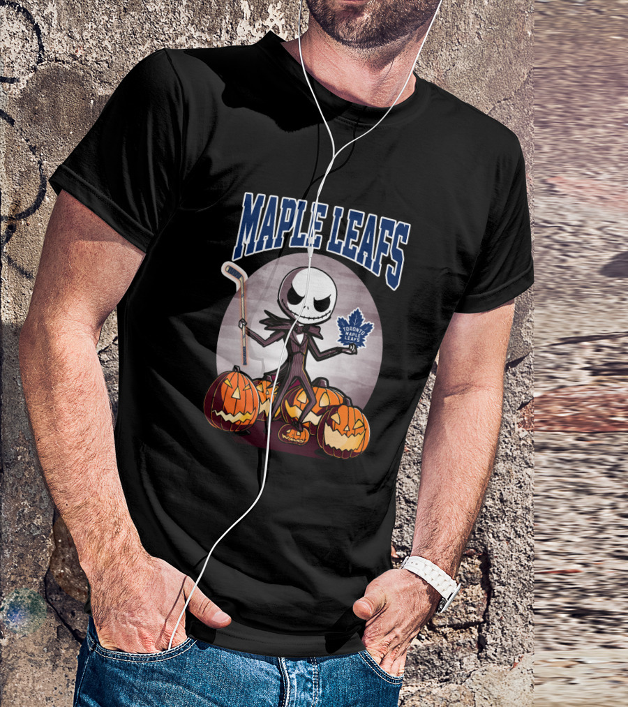 Maple Leafs Jack Skellington Halloween Toronto Hockey Pumpkins T-Shirt