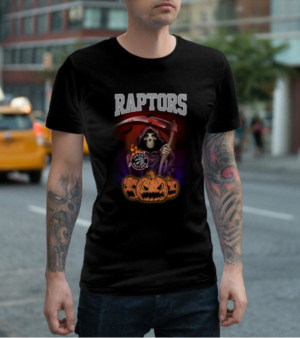 Raptors Reaper Halloween Toronto Raptors Pumpkin Grim T-Shirt