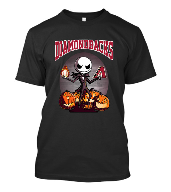 Diamondbacks Halloween Baseball Character With Pumpkins And Flame Ball T-Shirt