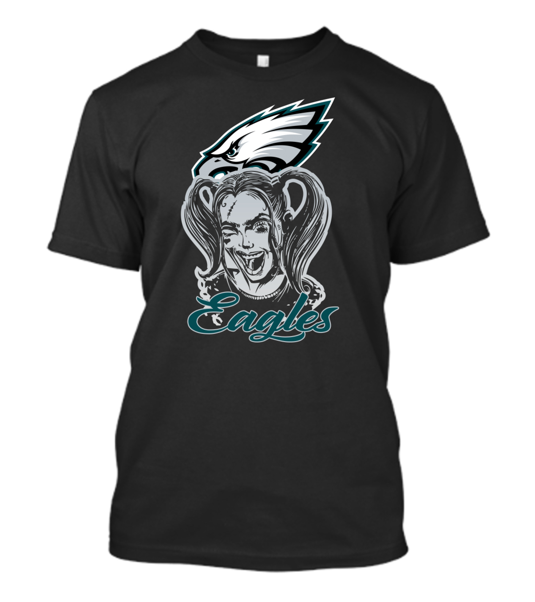 Harley Quinn Eagles Fan With Philadelphia Eagles T-Shirt