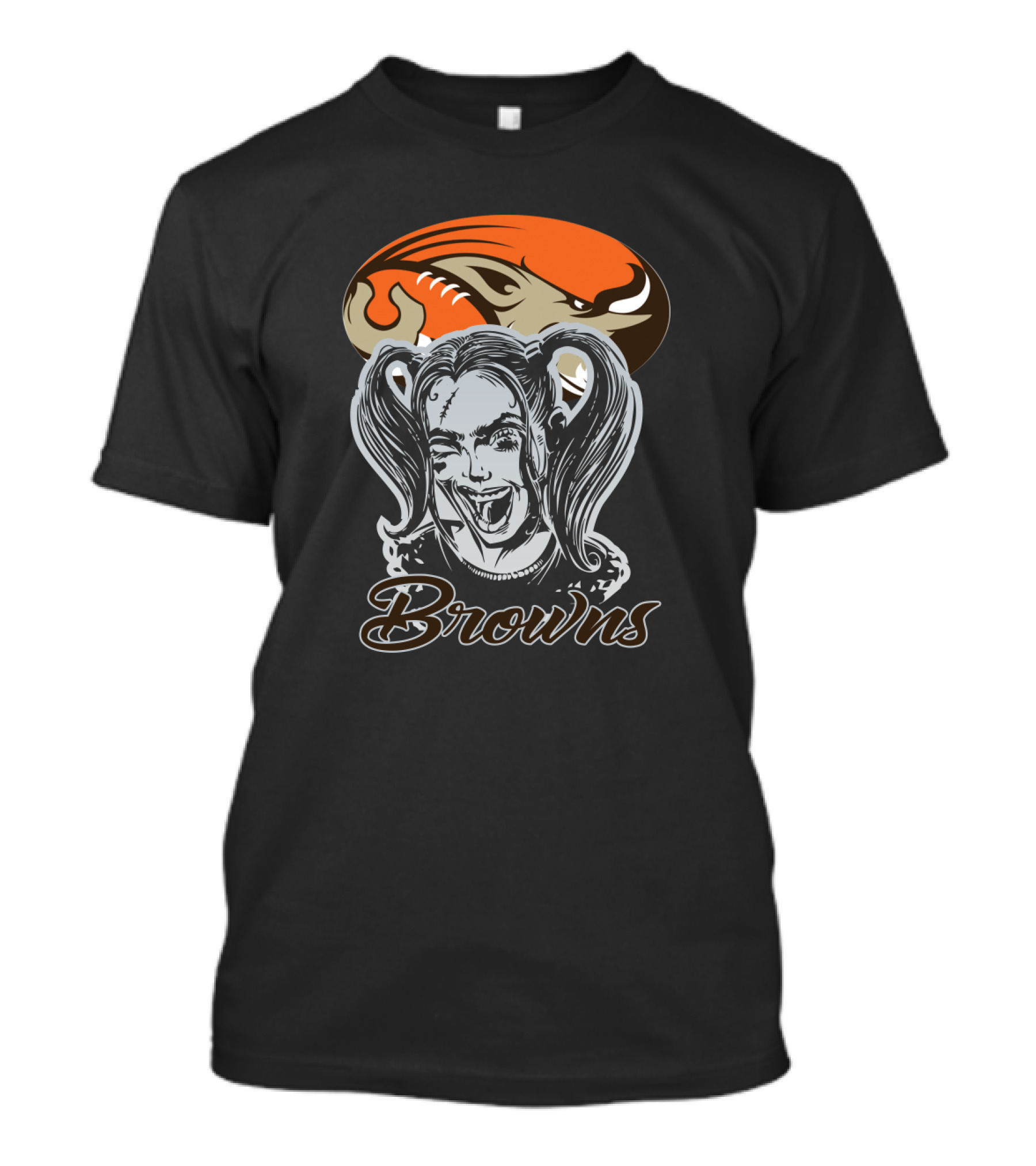Harley Quinn Browns Fan With Cleveland Football T-Shirt