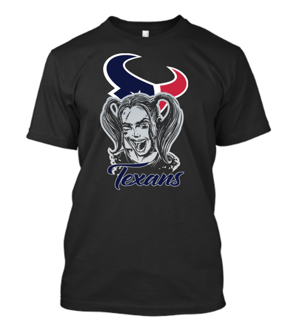Harley Quinn Texans Fans Logo Face T-Shirt