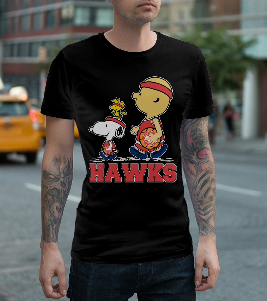 Hawks Fans Snoopy And Woodstock Basketball Team Spirit T-Shirt