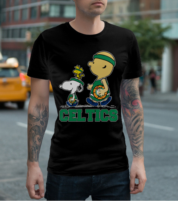 Celtics Snoopy And Friends With Basketball T-Shirt
