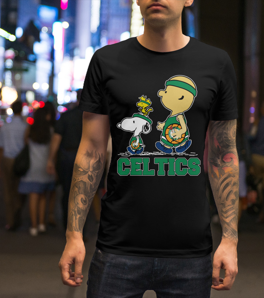 Celtics Snoopy And Friends With Basketball T-Shirt