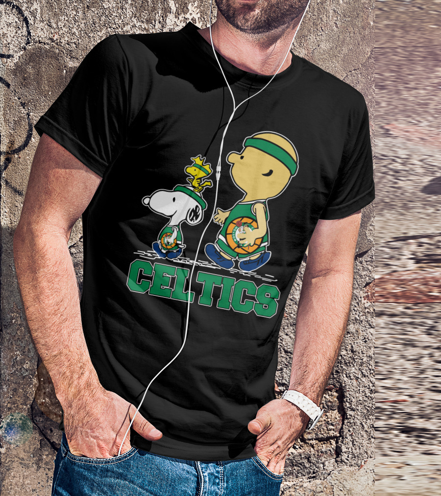 Celtics Snoopy And Friends With Basketball T-Shirt