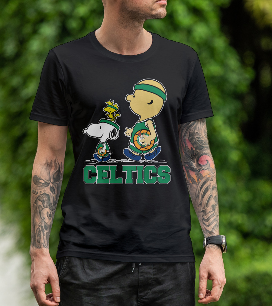 Celtics Snoopy And Friends With Basketball T-Shirt
